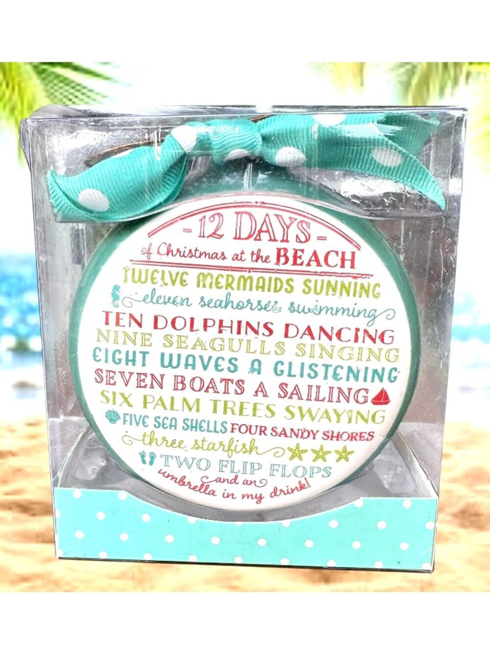 12 Days of Christmas at Beach Ornament Ceramic Double Side NIB Girlfriend Cruise